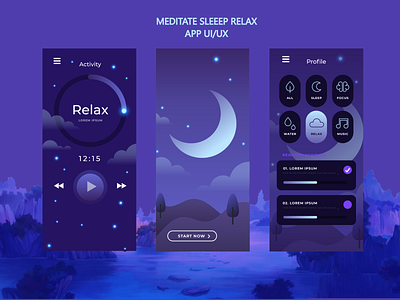 Meditate Relax Sleep App app appdesign design meditate relax sleep sleepapp ui