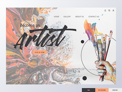Landing page for an Artist art artist color palette colors design landing page paint ui