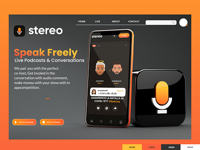 Redesign a Simple Landing Page for for Stereo Podcast color palette design landing page lets talk live podcast stereo ui uiux website