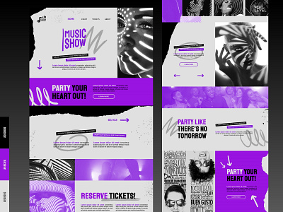 Music Show One Page Single Website UI black color palette design graphic design homepage illustration landing page new purple trending ui uiux website