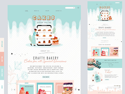 Yummy Cake Shop Landing Page cake cakeshop color palette design graphic design homepage illustration landing page minimalistic playful ui uiux vintage website