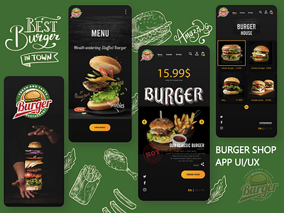 Burger Mobile App Screens app app design burger burger shop color palette design mobile mobile app online ui uiux