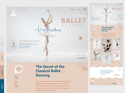 Ballet Dancing Academy Website academy ballet ballet dance color palette dance design homepage landing page new trending ui uiux website