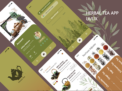 Herbal Tea Mobile App UI app ceramic color palette design flavour herbal herbal tea medicine mobile mobile app pot screen tea tradition uiux