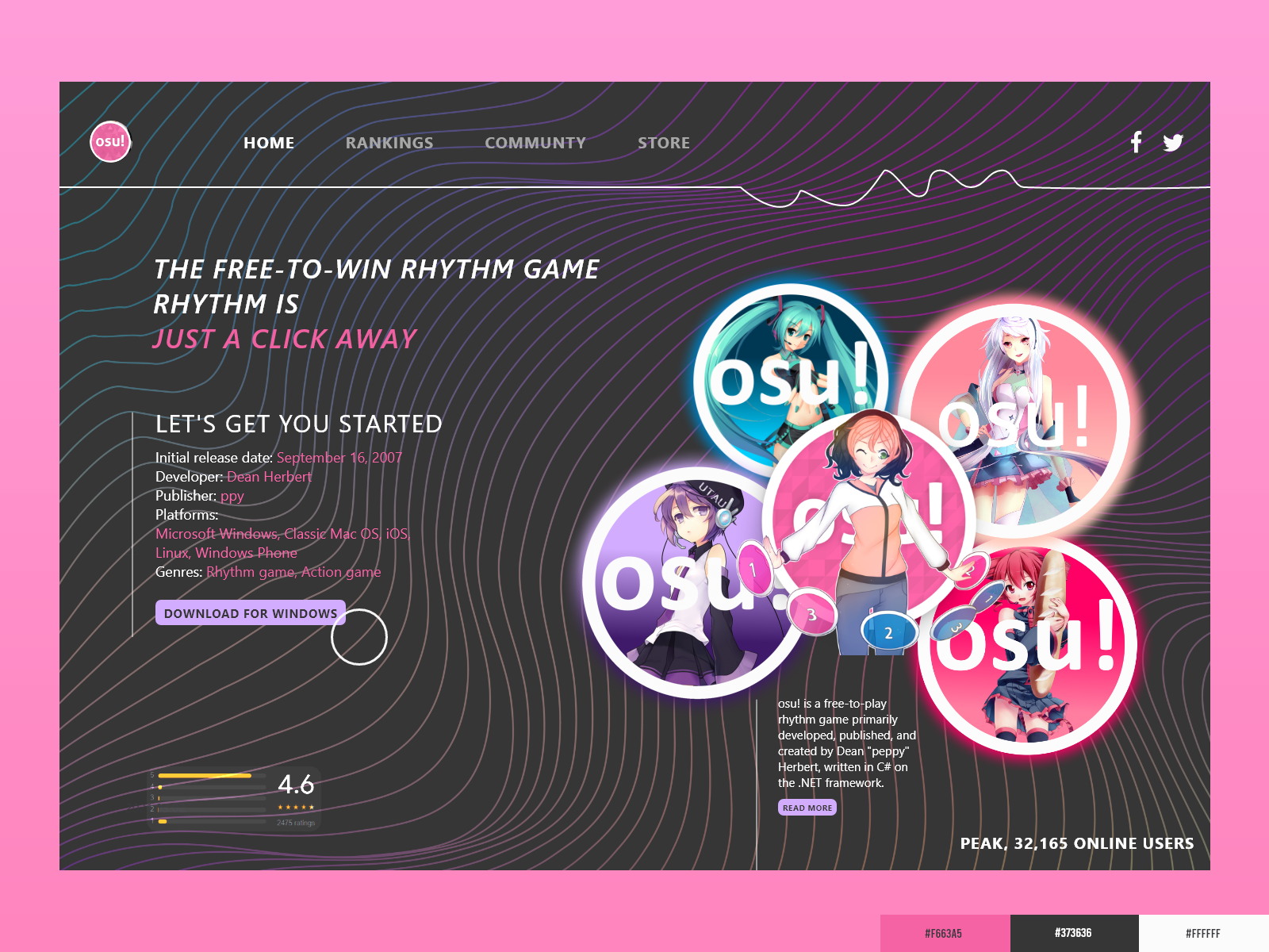 Osu! is a free-to-play online rhythm game.