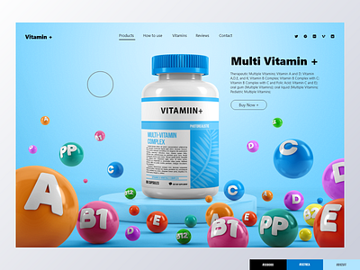 Multi Vitamin Tablet Web Landing Page 3d design landing page medicine multi vitamin tablets ui uiux vitamin
