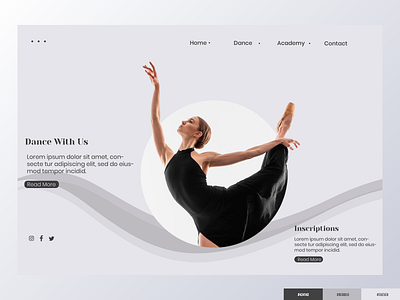 Dancing Academy Web Landing Page UI black color palette dance design illustration landing page new simple ui uiux website