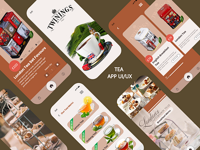 London Tea Mobile App UI black tea color palette design illustration lemon tea london tea new tea tea plant twinings ui uiux