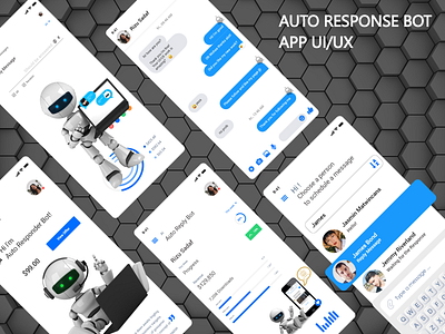 Auto Responsive Bot Mobile Application UI app auto responsive bot color palette design message app messenger mobile app new robot uiux