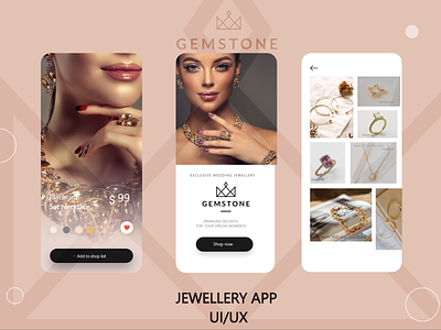 Jewellery / Gem Mobile Application app color palette gem gold mobile application new silver ui uiux
