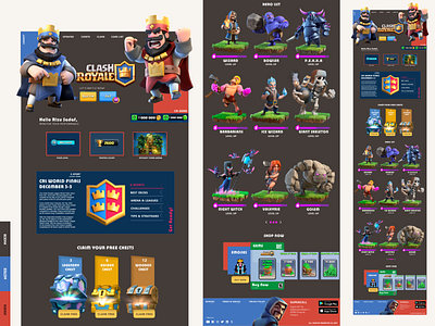 Clash Royale Re-design Website clash royale color palette design homepage illustration landing page new redesign ui uiux website