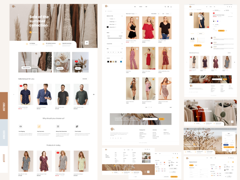 Online Clothing Shopping App and Web add to card branding clothing color palette design full page illustration landing page logo new online shopping ui uiux user interface website