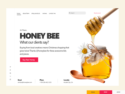 Bee Honey Landing Page bee branding color palette design honey illustration landing page logo new ui uiux website