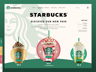 Redesign Starbucks Landing Page branding color palette design illustration landing page logo new redesign starbucks ui uiux website