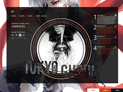 Tokyo Ghoul Anime Redesign Landing Page anime color palette landing page tokyo ghoul ui web website