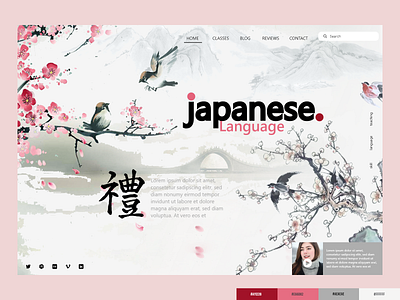 Japanese Language Class Landing Page color palette design japanese landing page minimal new ui uiux website