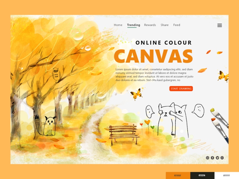 Landing Page for Online Colour Canvas color palette design illustration landing page logo new ui uiux website