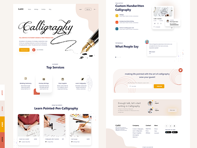 Calligraphy Writing Homepage color palette design landing page new ui uiux website