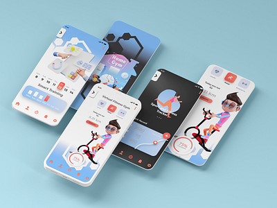 Home Workout App app application color palette design illustration mobile mobile app ui uiux