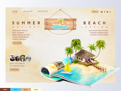 Summer Holiday Resort Landing Page color palette design illustration landing page new ui uiux website