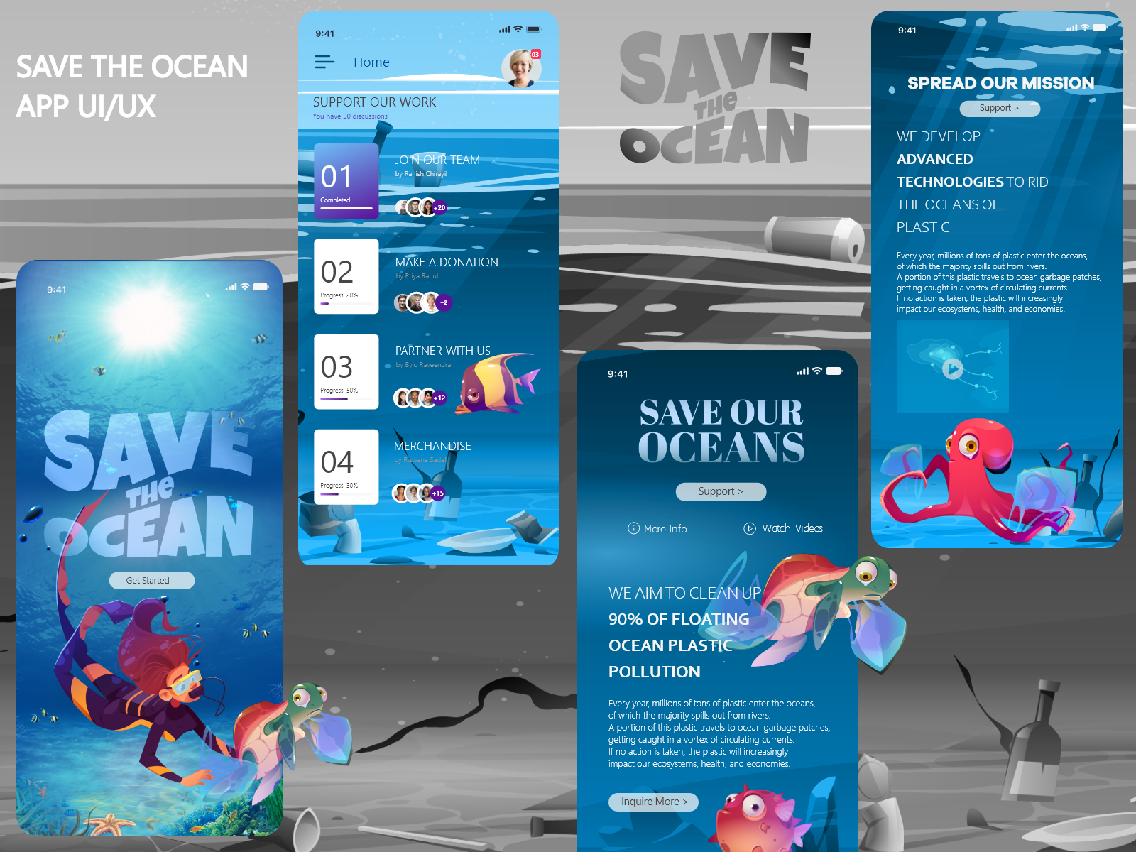 Save the Ocean App UI by Rizu Sadaf on Dribbble