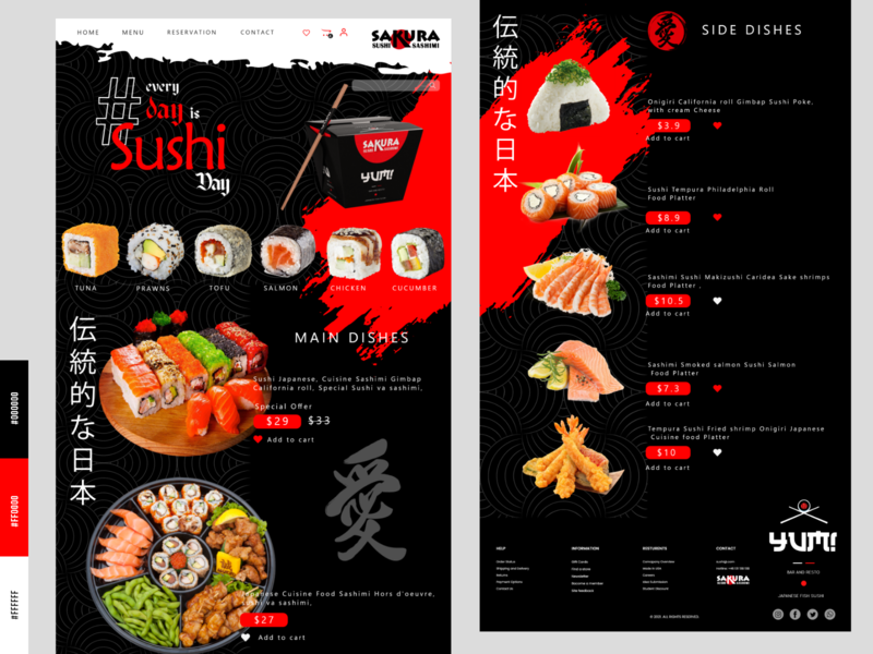 Sushi Resturent Homepage UI color palette design homepage japan new sushi ui uiux website