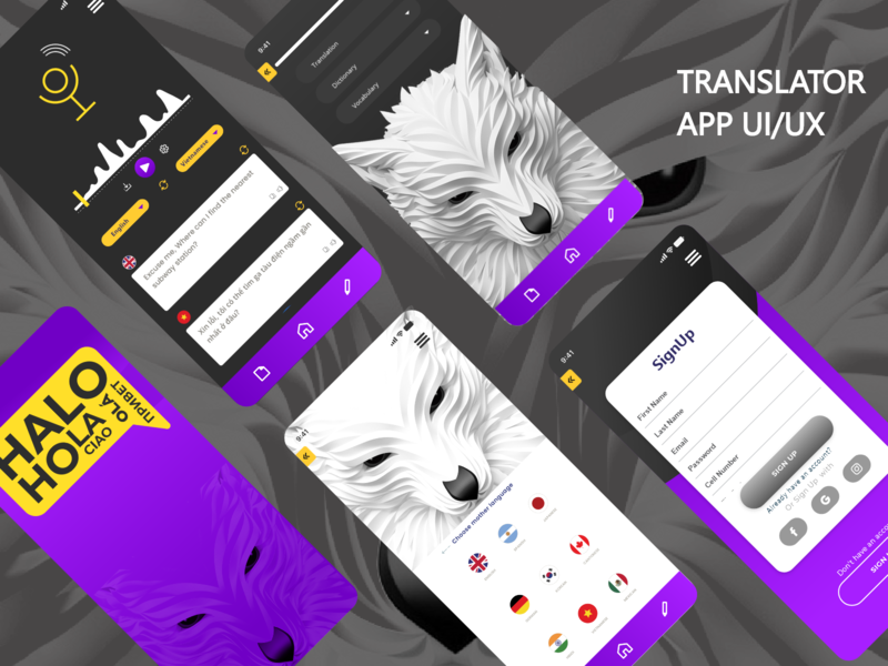 Language Translator App app color palette design illustration language mobile app new translator ui uiux