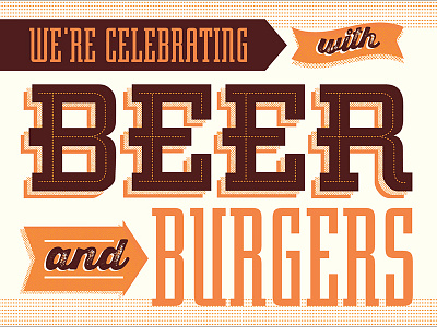 Beer and Burgers design invite typography vintage