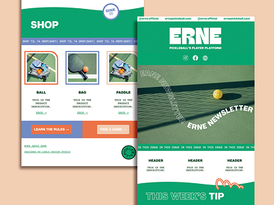 Erne Pickleball | Newsletter email design