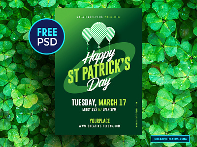 Free Psd Flyer - St Patrick's Day Party beer clovers creative flyer templates free free psd free psd flyer graphic design green greeting cards greetings invitation invites irish pub phtoshop poster print prints