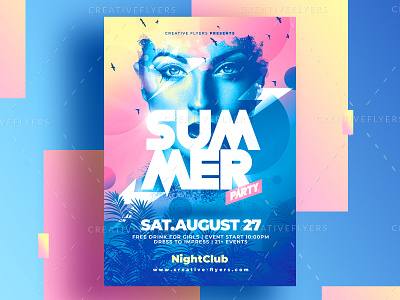 Summer Flyer PSD - Adobe Photoshop adobe photoshop design flyer flyer psd flyer templates gradient color graphic design invites photoshop poster psd psd flyer summer party