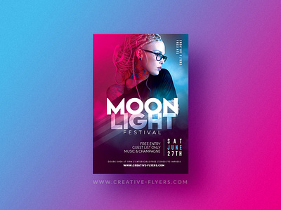 Nightclub Flyer Template "Moon Light Festival" creative design flyer flyer templates graphic design illustrator light nightclub party flyer photoshop poster psd psd flyer