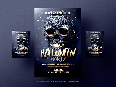 Halloween Flyer Template (PSD) cards creative design flyer templates graphic design graphicdesigners halloween halloween party illustration invitation party flyer photoshop poster print printing psd flyer skull tickets