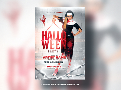 Halloween Flyer Design (PSD) blood creative design flyer design flyer templates graphic design halloween halloween party party flyer photoshop poster print prints red spooky white