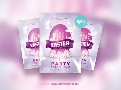 Easter Flyer Template (PSD) creative easter easter card eggs flyer flyer templates graphic design invites party flyer poster psd flyer