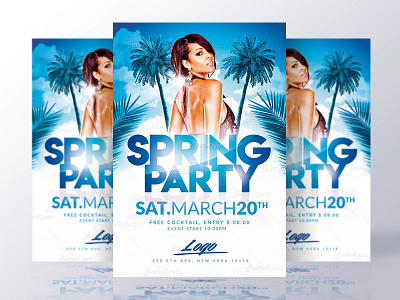 Spring Party Flyer Template creative flyers flyer flyer party flyer psd psd spring spring break template
