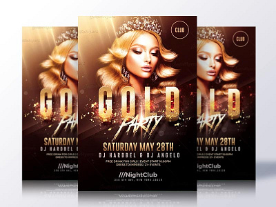 Gold Party Flyer Template club creative creativeflyers design flyer flyer templates gold party graphic nightclub photoshop psd template