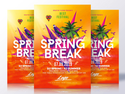 Spring Break Party Flyer creative festival flyer flyer templates party flyer poster posters psd flyer psd flyer templates spring break spring party summer party