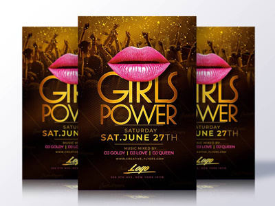Girls Power Flyer Psd club flyer club party elegant flyer template girls power gold ladies night pink poster psd flyer psd flyer templates