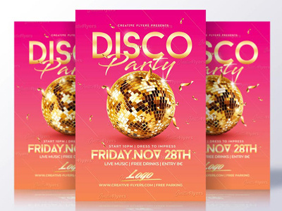 Disco Flyer Templates disco flyer disco party disco templates discoball flyer party flyer psd flyer templates gold graphics design summer flyer summer party