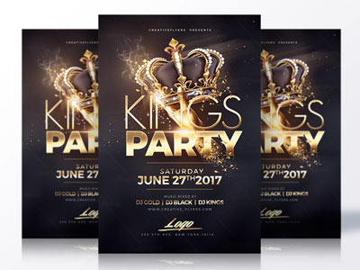 Kings Night Flyer Template - Party Flyers for photoshop