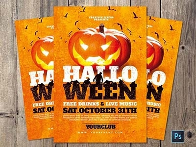 Halloween Flyer Template advertising affiche creation flyers graphics halloween flyer halloween party october orange party flyer photoshop posters psd pumpkins template