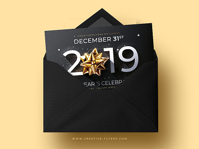 Elegant New Year Invitation black gold classy invitation design elegant invitations flyer invitation flyer party flyer templates graphic design invitation invitation card invitation cards invites new year new year flyer new year party nye party party invitation photoshop psd template