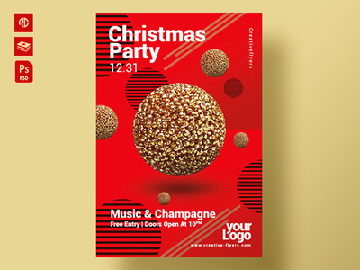 Christmas Party Flyer Template christmas christmas bash christmas party club design flyer flyer design flyer templates flyers graphic design illustration night club photoshop poster print psd psd flyer red templates psd xmas
