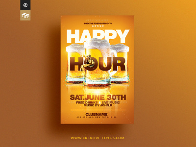 Happy Hour Flyer Template bar beer beer party design flyer template flyer templates graphic design happy happy hour flyer template party flyer photoshop poster psd psd flyer st louis st patricks st patricks day yellow