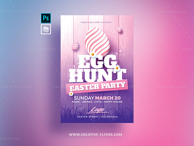 Easter Party Flyer Template creative easter flyer easter party egg egg hunt flyer template graphic design happy photoshop poster psd psd flyer