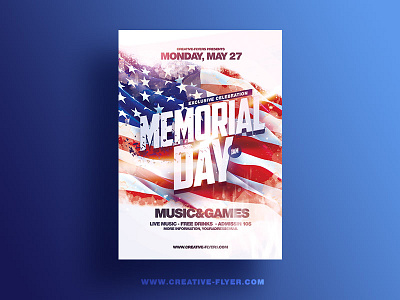 Memorial Day Flyer Template american cards celebrations creative flyer day flyer template flag flyer templates graphic design holiday cards invitations invites may memorial day flyer party flyer photoshop psd