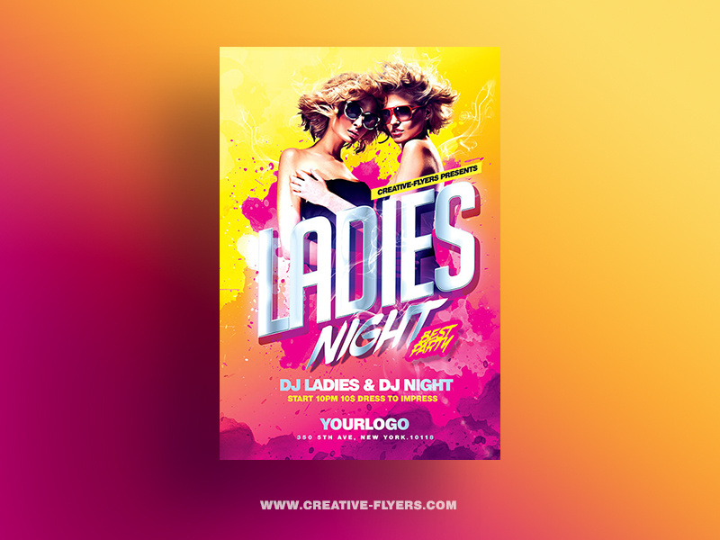Ladies Night Party Flyer creative flyer design poster gradients psd flyer party flyer club glamour illustration psd graphic design photoshop fashion colors summer girls party ladies night