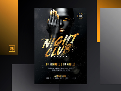 Black and Gold Posters affiche black and gold brush club creative dark design gold effects golden graphics design invitation party flyer party invitation party poster photoshop photoshop template posters psd flyer
