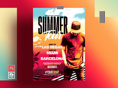 Summer Flyer & Poster Template beach party concert creative creative flyer design festivals flyer templates graphic design illustration invitation invites party flyer photoshop poster posters psd psd flyer psd templates summer tour